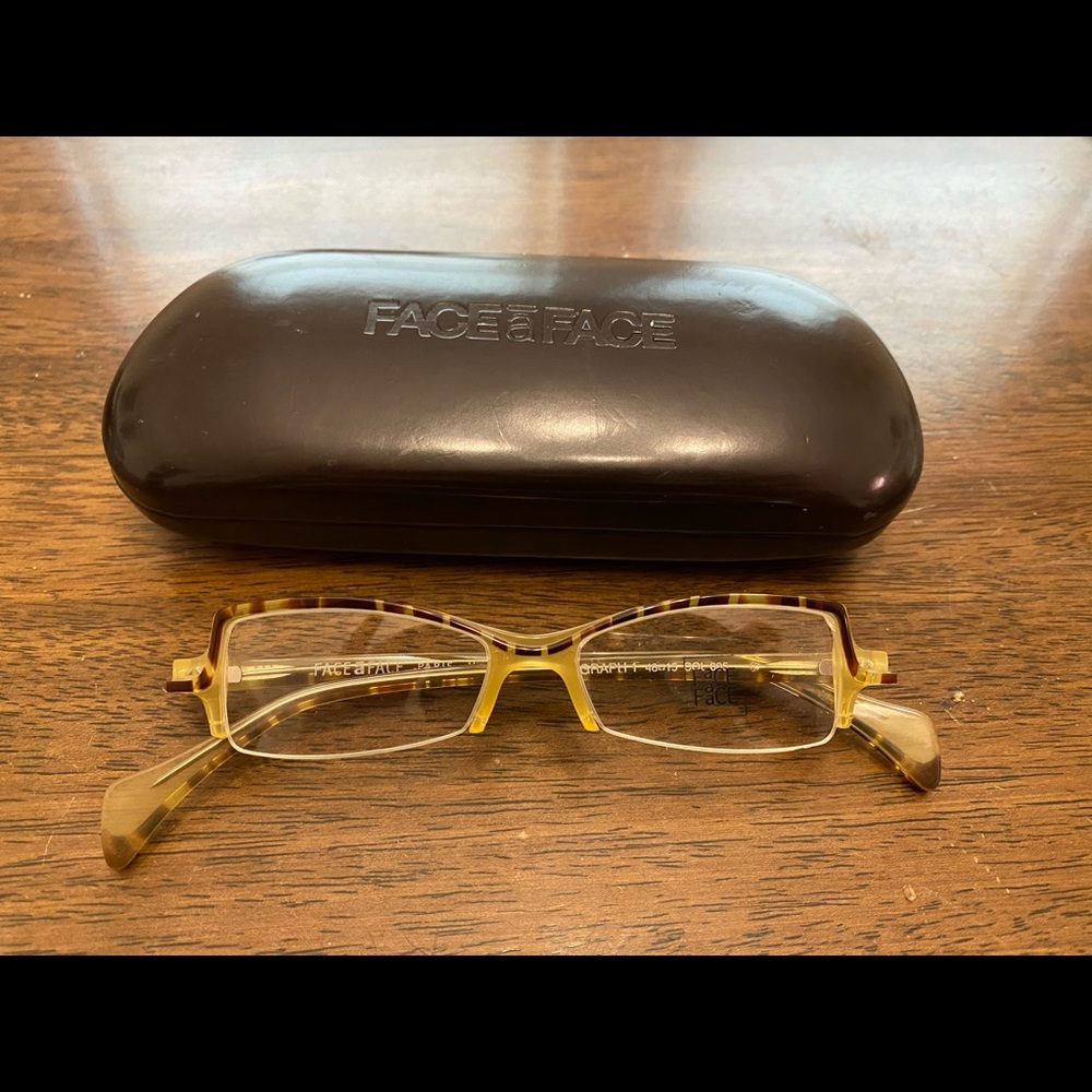 Face a Face Graph I eyeglasses yellow frames vintage y2k NWOT